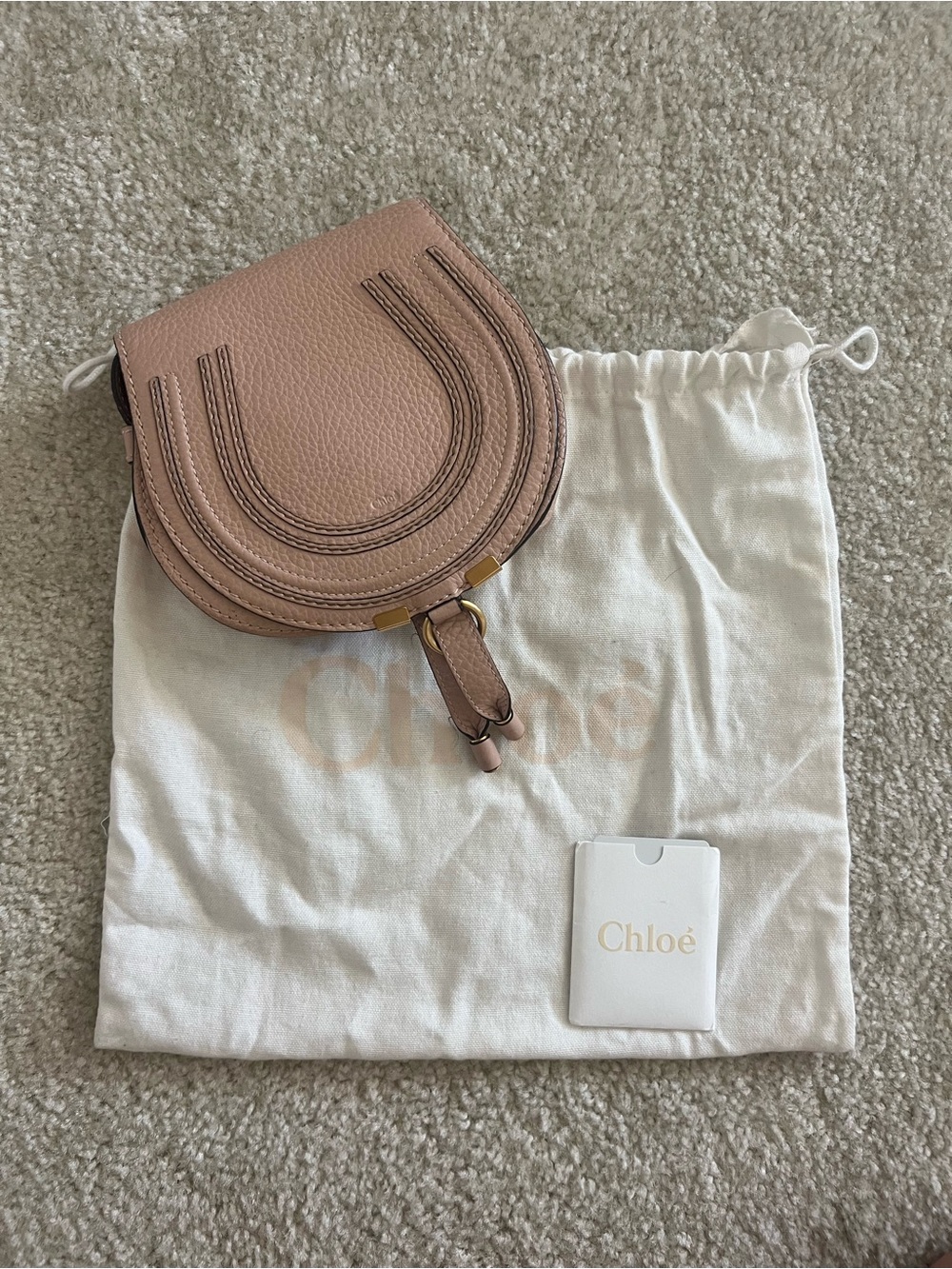 Chloé Marcie Small Saddle Crossbody in Blush Pink